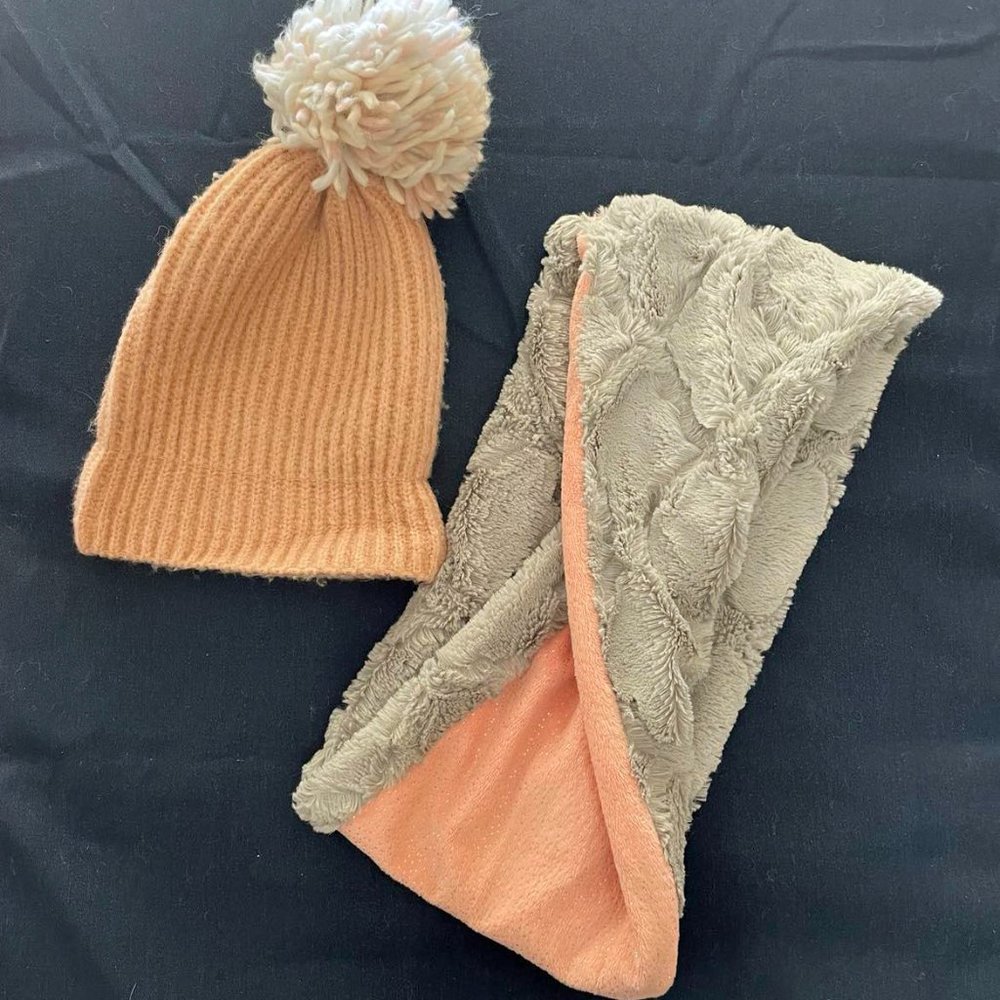 Minky Neck Muff and Knit Hat